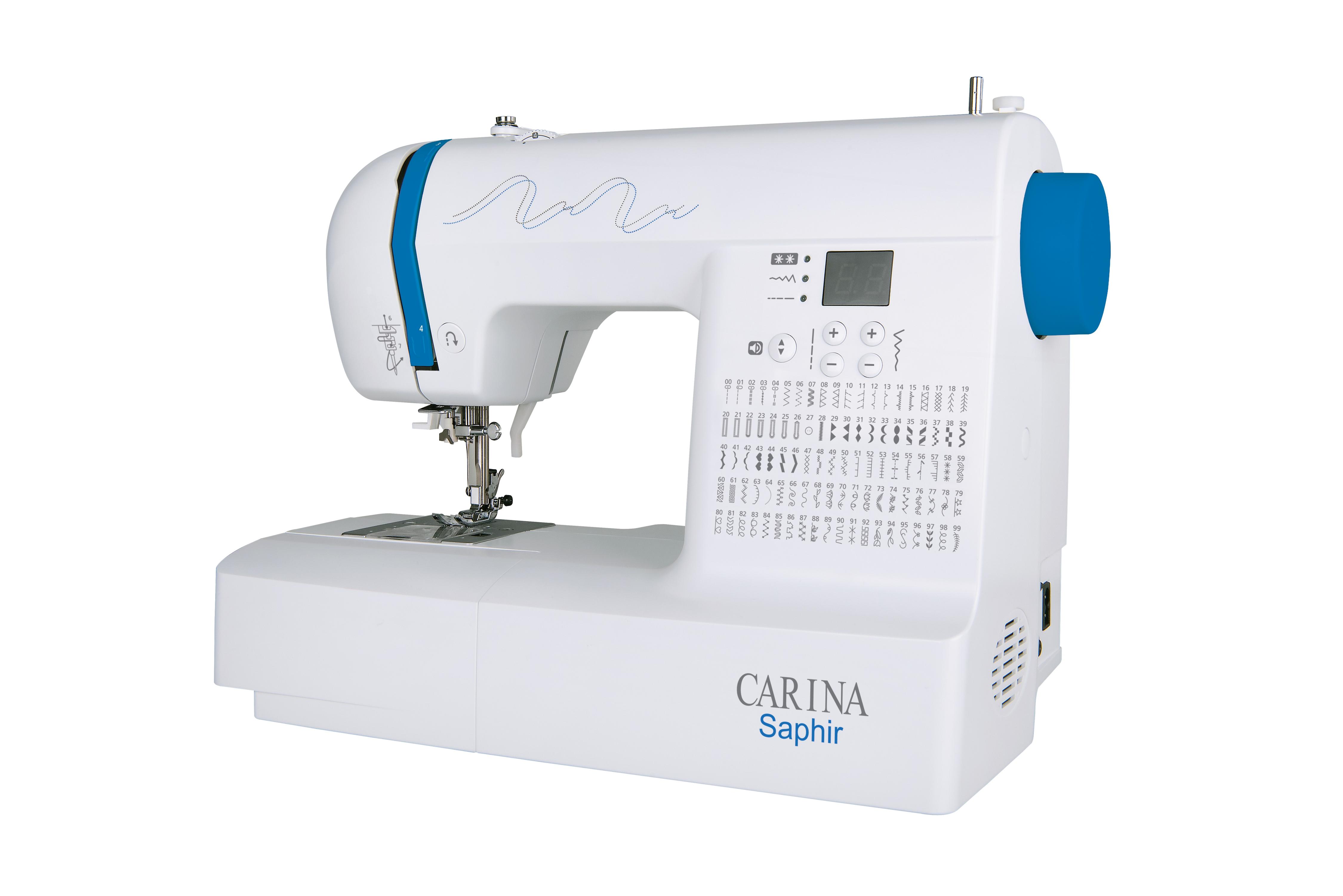 CARINA Saphir Computer Nähmaschine - großer Anschiebetisch, 100 Stichmuster, Einfädelautomatik, Fadenabschneider, Freiarm