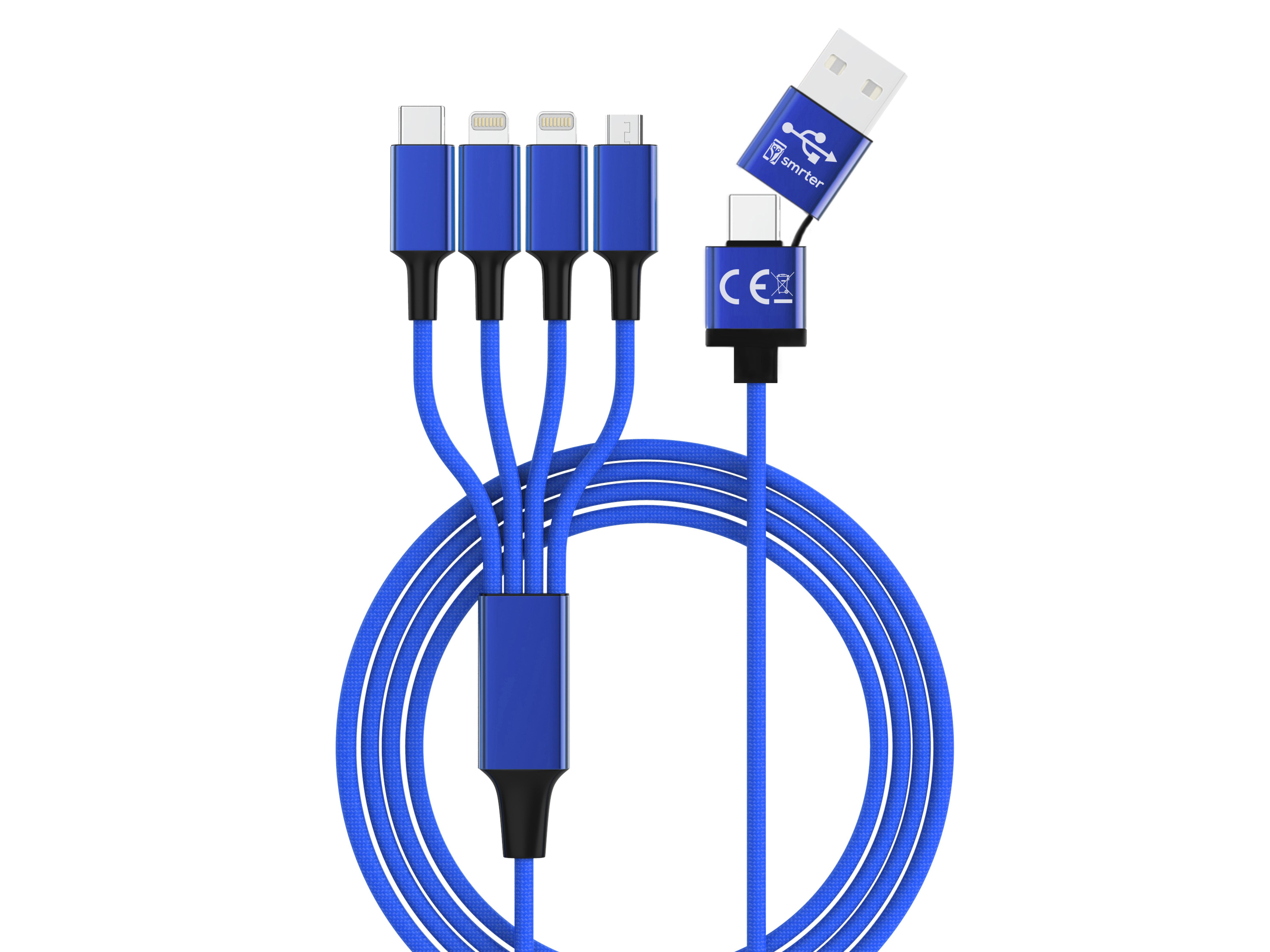 smrter Hydra ELITE 6in1 Nylon-Ladekabel Typ Lightning, blue retail
